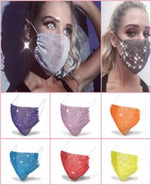 20pcs Fashion Colorful Mesh Party Masks Bling Diamond Rhinestone Grid Net Washable Sexy Hollow Mask for Women9580917