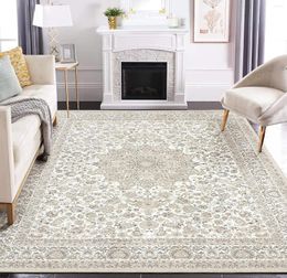 Carpets Furniture SuppliesArea Rug Living Room Rugs: 8x10 Large Machine Washable Non Slip Thin Carpet Soft Indoor Luxury Floral Stain Re