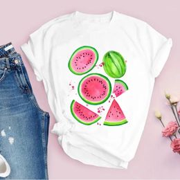 Women's T Shirts Lady Tees Clothing Wear Womens T-Shirt Women Graphic Watercolour Watermelon Fruit Cartoon Short Sleeve Printed Tops