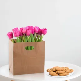 Gift Wrap Environmentally Friendly Kraft Paper Bag Punching Tote Fruit Dessert Food Service Bags
