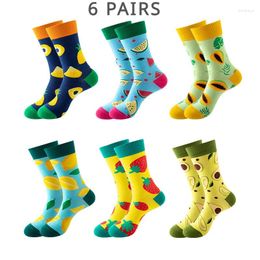 Sports Socks Unisex 5 Pack Women Men Crew Fruit Printing Cute High Tube Funny Running Basketball Cotton