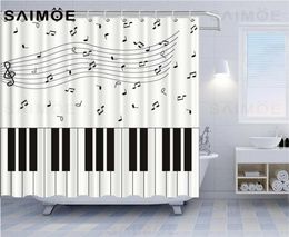SAIMOE Piano Keys Shower Curtains Waterproof Music Lovers Bath Curtain Musical Note Curtains For Bathroom Home Decor With Hooks1821480