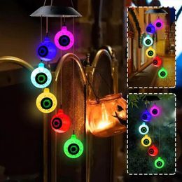 Garden Decorations Halloween Eyeball Windchime Solar Led Light Hangings Windchimes Multifunctional For Window Decor Indoor Decors Party