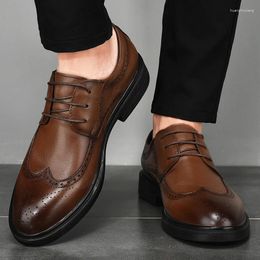 Casual Shoes Men Business Fashion Man Oxford 2024 Lace-Up Outdoor Male Genuine Leather Mens Slip On