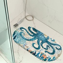 Bath Mats Cartoon Scenery Pattern Oval Bathroom Anti Slip Mat Home El Kitchen Waterproof Suction Cup Bathtub Foot 35X70CM 1Pc