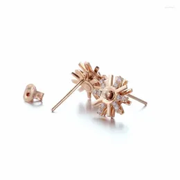 Stud Earrings 585 Purple Gold Exquisite Earings Plated 14K Rose Shining Double Layer Snow Flower For Women Jewelry