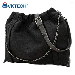 Bag Denim Shoulder Large Capacity Drawstring Trendy Crossbody With Adjustable Strap Casual Purse Satchel
