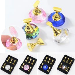 Magnetic Nail Holder + 5 Tips Practice Training Display Stand Crystal Holders Alloy False Nails Showing Shelf Manicure Tools
