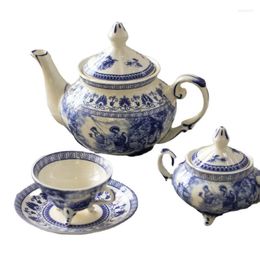 Teaware Sets British Coffee Cup Set Retro Afternoon Tea Black Saucer Creamer Sugar Pot Big Plate Kithenware Supplies