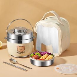 Dinnerware WORTHBUY 304 Stainless Steel Insulated Lunch Box Portable Thermal Bento Leak-Proof Storage Container For Office Workers