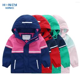 Jackets HONEYKING Baby Jacket PU Raincoat Boys And Girls Outerdoor Waterproof Windproof Rainwear Kids Coat Children Clothes