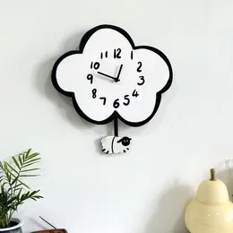 Wall Clocks Cartoon Silent Cloud Sheep Clock Living Room Swing Home Decoration Modern Simple