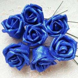 Decorative Flowers Artificial Foam Roses For Home And Wedding Party Diy Decoration Flower Heads Weddings Sequin Powder