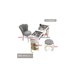 Commercial Furniture Nordic Dali Dresser Makeup Table Salon Equipment Nail Economy Glass Single And Double Person Desk Gold Bargain Sh Dhcjg