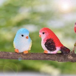 Decorative Figurines 4 Pcs/set Resin Home Ornament Cute Little Birds Animal Model Figurine Glass Decor Miniature Craft Garden DIY