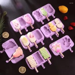 Baking Moulds Silicone Ice Cream Mold Popsicle Siamese Molds With Lid DIY Homemade Lolly Cartoon Cute Image Handmade Kitchen Tool
