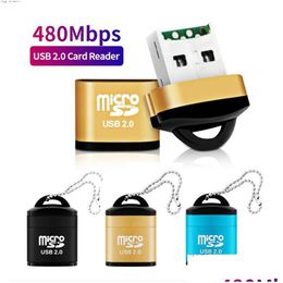 Memory Card Readers Mini High Speed Usb2.0 Reader Tf Micro Sd Adapter For Computer Desktop Laptop Notebooks Usb Cartridge With Key Cha Otrtv