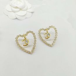 2023 Luxury quality charm Heart shape stud earring with sparkly diamond in 18k gold plated have box stamp PS7407A 219u