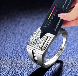PT950 Platinum Rings For Men 1 CT Moissanite Ring Eternity Engagement Wedding Band3177938