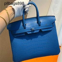 Women Brkns Handbag Genuine Leather 7A Handswen Misty Crocodile Skin Matte 25Cm Button Luxury WomenM0NF