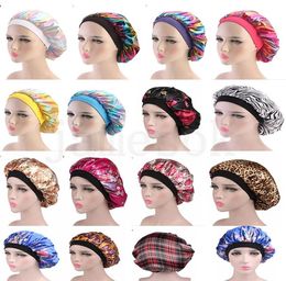 Laser Beret Elastic Wide Side Sleep Turban Hat Silky Shower Cap Hair Care Perm Cap for Woman Head Wrap Hair Accessories DA2051656012