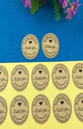 35cm Round Kraft Sticker Labels 2000pcslot Thank You kraft sticker labels Sealing adhesive Custom Cost Extra4329310