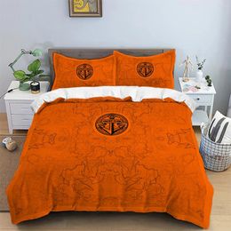 Bedding Sets 3 Piece Matte Polyester Fabric Set Skin Friendly Comfortable Warm Brown Surface Ocean Map Printed Ship Anchor Logo