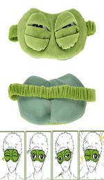 2019 New Green Frog Cartoon Cute Eyes Cover The Sad 3D Eye Mask Cover Sleeping Rest Sleep Anime Funny Gift sleeping eyemask Y15028274009