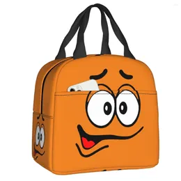 Storage Bags Cartoon Chocolate Orange Candy Faces Lunch Box Thermal Cooler Food Insulated Bag Kids School Reusable Picnic Tote