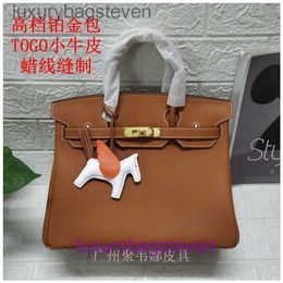 10A Original 1:1 Hremms Birkks Genuine Leather Messenger Shoulder Crossbody Bags 2024 Wax Thread Hand High End Bag Togo Handheld Lock Buckle Handmad with Real Logo