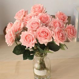 Decorative Flowers 10pc Real Touch Rose Artificial Flower Branch Home Wedding Decoration Moisturizing Beautiful For