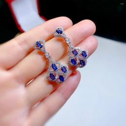 Dangle Earrings Noble Luxury Natural Sapphire Sterling Silver 925 Wedding Gems Free Delivery Certified Jewelry Boutique