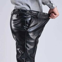 Men's Pants Spring and Autumn Mens Leather Pants Intelligent Casual Mens PU Artificial Leather Trousers Plus Large SizeL2405