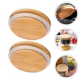 Dinnerware Bamboo And Wood Sealing Cover Round Lid Mason Can Bottle Glass Jar Cereal Holder