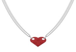 Punk Heartshaped pendant necklaces Love for Couple Women Men Jigsaw Lego Friendship clavicle chain Simple and versatile Personali5082626
