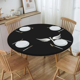 Table Cloth Round Waterproof Oil-Proof Lucifer Wings Logo Tablecloth Backing Elastic Edge Covers Fit Morningstar Devil