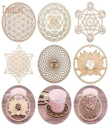 Mats Pads Laser Engraving Wooden Flower Of Life Round Coasters Placemats Table Home Decoration Crafts 1pcs5710206