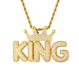 Hip Hop pendants Iced Out Crown Bubble Letters Custom Name Cubic Zircon Chain Pendants Necklaces For Men Jewelry4305722