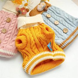 Dog Apparel 2024 Warm Sweaters Winter Clothes Buttons Knitted Pet Clothing For Small Dogs And Cats Puppy Coat Cold Weather Outfit