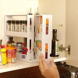 Kitchen Storage Delicate Spice Rack Double Food Rotating Shelf For Bathroom Creative Household Products