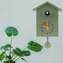 Wall Clocks Cuckoo Clock With Chimer Minimalist Sound Pendulum Delicate Bird House Battery Powered