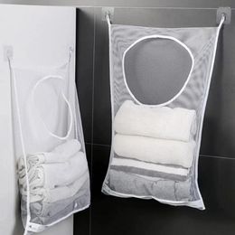Laundry Bags Large Capacity Wall Hanging Mesh Basket With Hook Hamper Dirty Clothes Storage Bag Household Toys