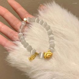 Bangle Chinese Style Sense Dragon Pendant Bracelet For Women Girls Light Luxury Niche Zodiac Beaded Gifts