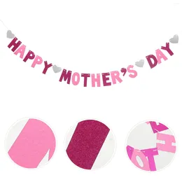 Party Decoration Mother's Day Pull Flag Decor Bunting Decorations Supplies Happy Banner Ornament Paper Hanging Decorate