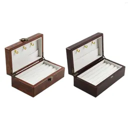 Jewellery Pouches Wooden Box Organiser Case Desk Storage Necklace Trinket For Ear Studs Cufflink