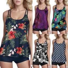 Women's Swimwear Women Solid Printing Bathing Suit Female With Boyshorts Two Piece Swimsuits Top Summer Swimwears For Tankinis Set