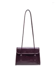 Shoulder Bags Vintage Flip-thru Slender Strap Postbag Antique Wind Long Handle Simple Small Square Bag Niche