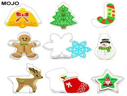 3D Christmas Family Party Cookie Cutters Baking Mould Set 9pcs Stainless Steel Cutting Mold Pastry Biscuit Cake3334026