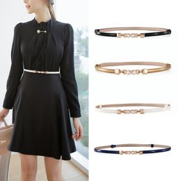 2019 New Skinny Belt for Female Narrow Cowhide Waist Belts for Women Dress Strap with Pearls Golden Buckle Genuine Leather Belt7502377