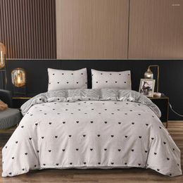 Bedding Sets Black Geometric Heart Duvet Cover Set King Size And White Striped Modern Luxury Reversible Printed Quilt